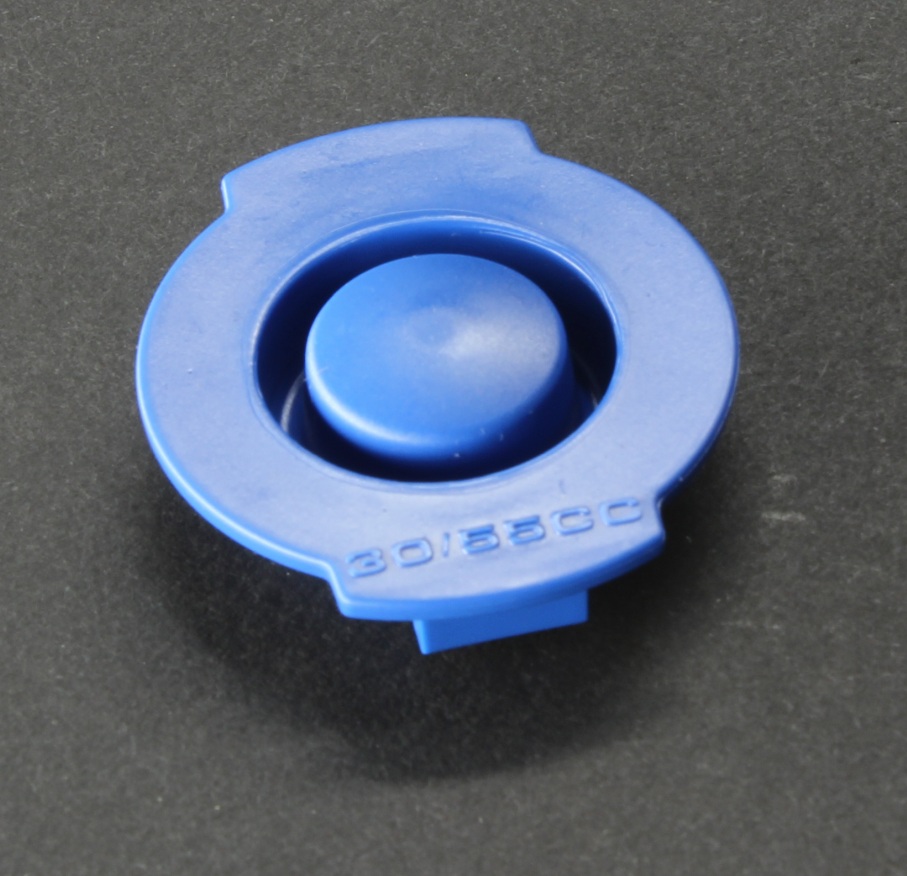 AccuDose End Cap 30/55cc Blue vented (Box of 50)